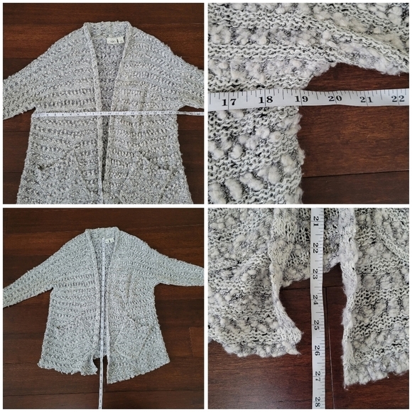 Cato Women's Size S Nubby Mixed Texture Gray Metallic Open Cardigan Sweater - Picture 8 of 9